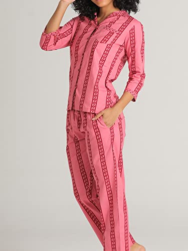 Image of Evolove Women's Cotton Full Sleeves Collared Night Suit Set /Top Pyjama Set Super Soft Comfortable (Nightsuit-Collar-FS-1)