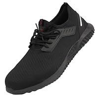 LUDEY Zapatillas Seguridad para Hombre Ligero Botas de Trabajo Resistente a la Perforación Calzado Seguridad Puntera de Acero Safety Shoes Negro 42EU