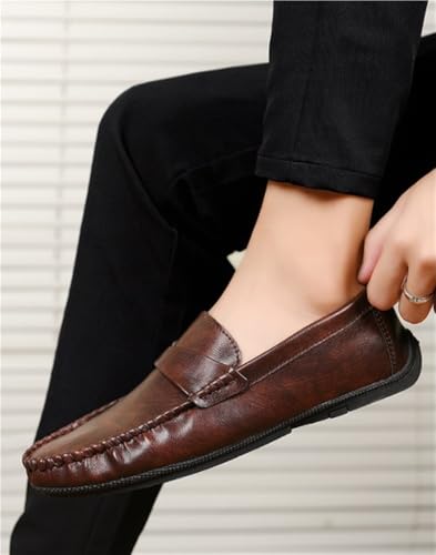 Men's Loafers Shoes Leather Lightweight Anti-Slip Comfortable Wedding Outdoor Slip-on Simple Moccasins4