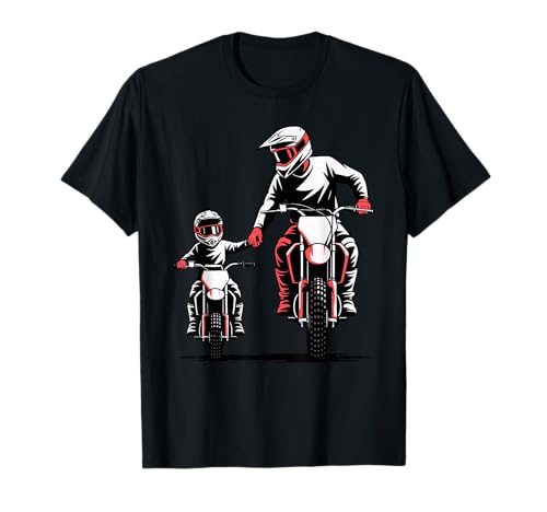Padre E Hijo Dirt Bike Motocross Motociclista Conductor Papá Camiseta