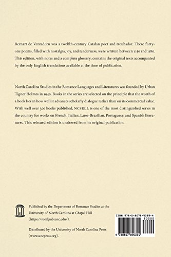 The Songs Of Bernart De Ventadorn (North Carolina Studies In The Romance Languages And Literatures, 39) #TOP1