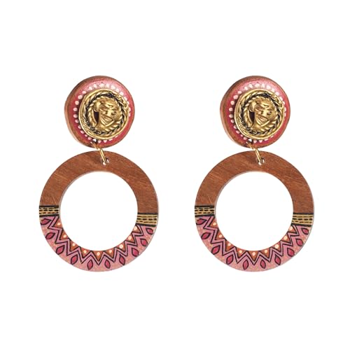 Image of Handcrafted Boho & Ethnic Earrings for Women - Wooden & Brass Statement Designs in Loop, Swing & Motif Styles