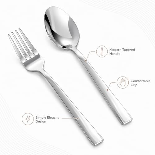 Image of SANTUO 16-Piece Teaspoon and Salad Fork Set, Stainless Steel Small Spoons and Salad Forks Set Mirror Polished Dishwasher Safe Flatware for Coffee, Tea, Salad, Fruit and Cake