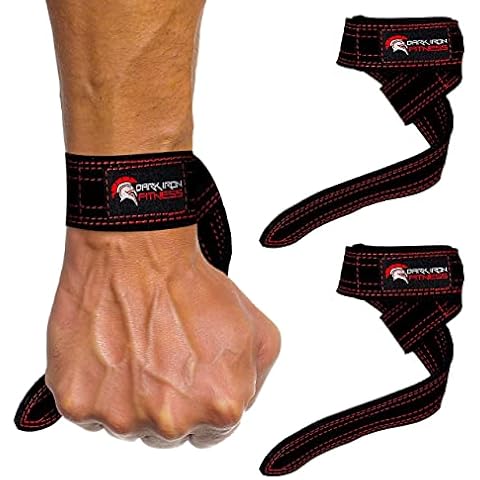 Dark Iron Fitness Weightlifting Leather Suede Lifting Wrist Straps Bundle for Men and Women Wraps Weight for a Heavy Powerlifting Grip Hooks with Padded Support (3 mm) Cover