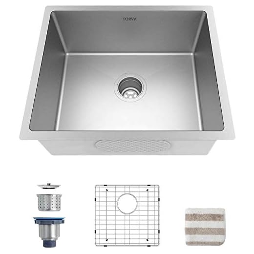 Bar Sink, TORVA 22.5 inch Undermount 16 Gauge Single Bowl Stainless Steel Kitchen Sink, Bar or Prep Sink