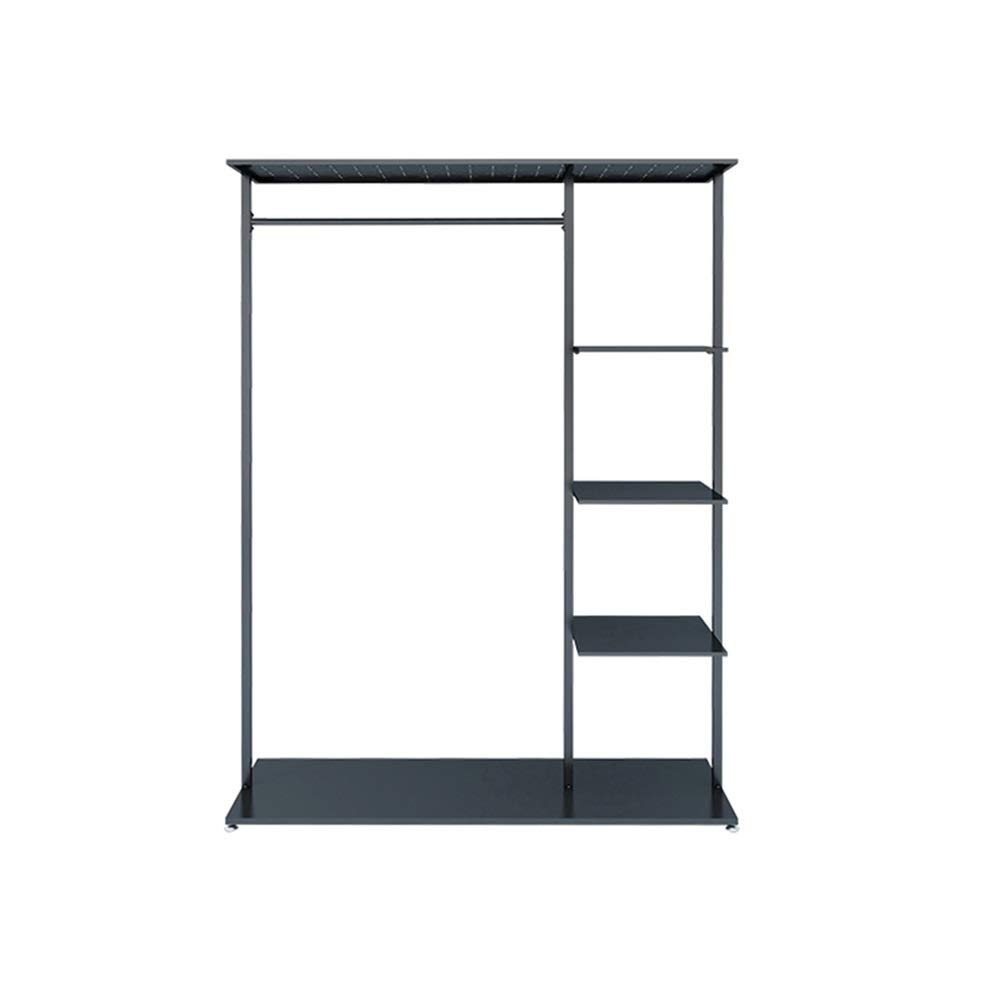 Robuste Kleiderstange/Kleiderständer aus Metall/Kleiderständer mit 4 Ablagen, geeignet zum Aufbewahren von Kleidung/Schuhen/Taschen (Color : Black, Size : 100x40x155cm)