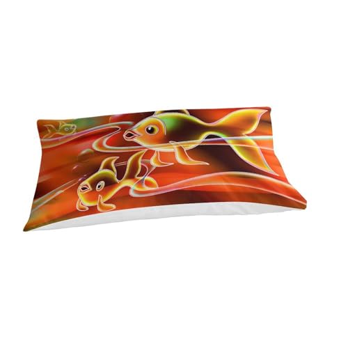 Housse de couette poisson rouge 3D avec fermeture éclair lit single