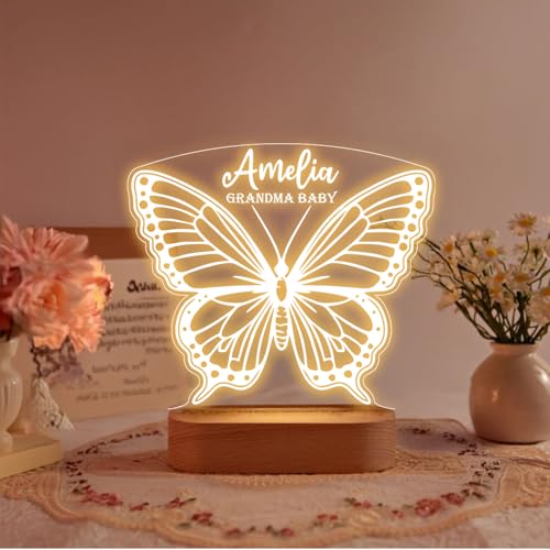 Lámpara nocturna personalizada para bebé con diseño de mariposa