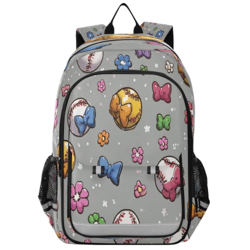 Sac à dos enfants baseball fleurs colorées parfait pour l'école et les voyages