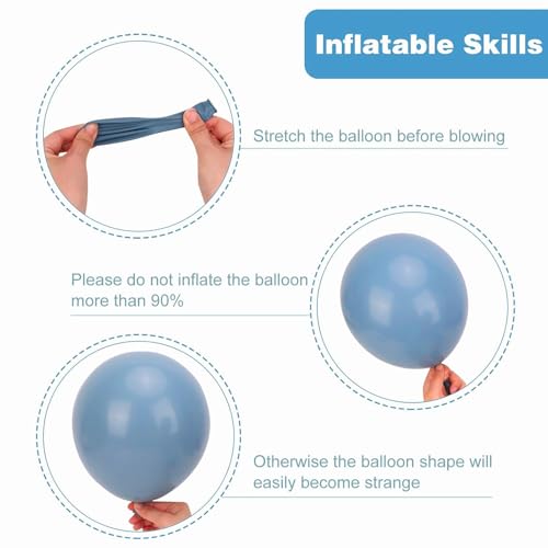 Image of RUBFAC 135pcs Dusty Blue Balloons, Boho Neutral Blue Latex Balloon Different Sizes 18 12 10 5 Inch for Garland Arch Birthday Wedding Engagements Anniversary Baby Shower Party Supplies
