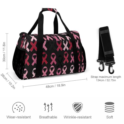Breast Cancer Awareness Ribbon Gym Bag Travel Duffle Bags Shoulder Carry On Weekender Bag Hangbag for Women Men2
