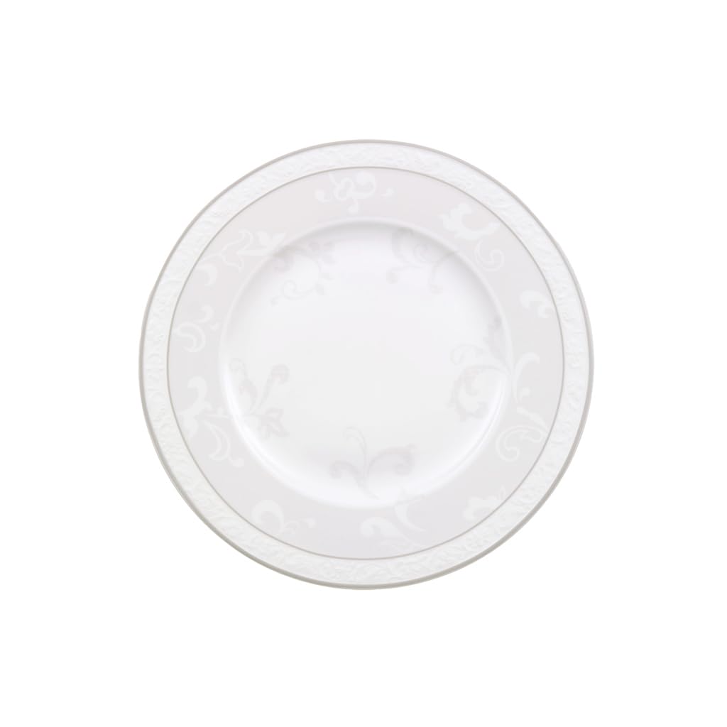 Villeroy & Boch - Gray Pearl Breakfast Plate, Small Food Plate with Filigree Decoration Made of Premium Porcelain, Dishwasher Safe, 220 mm