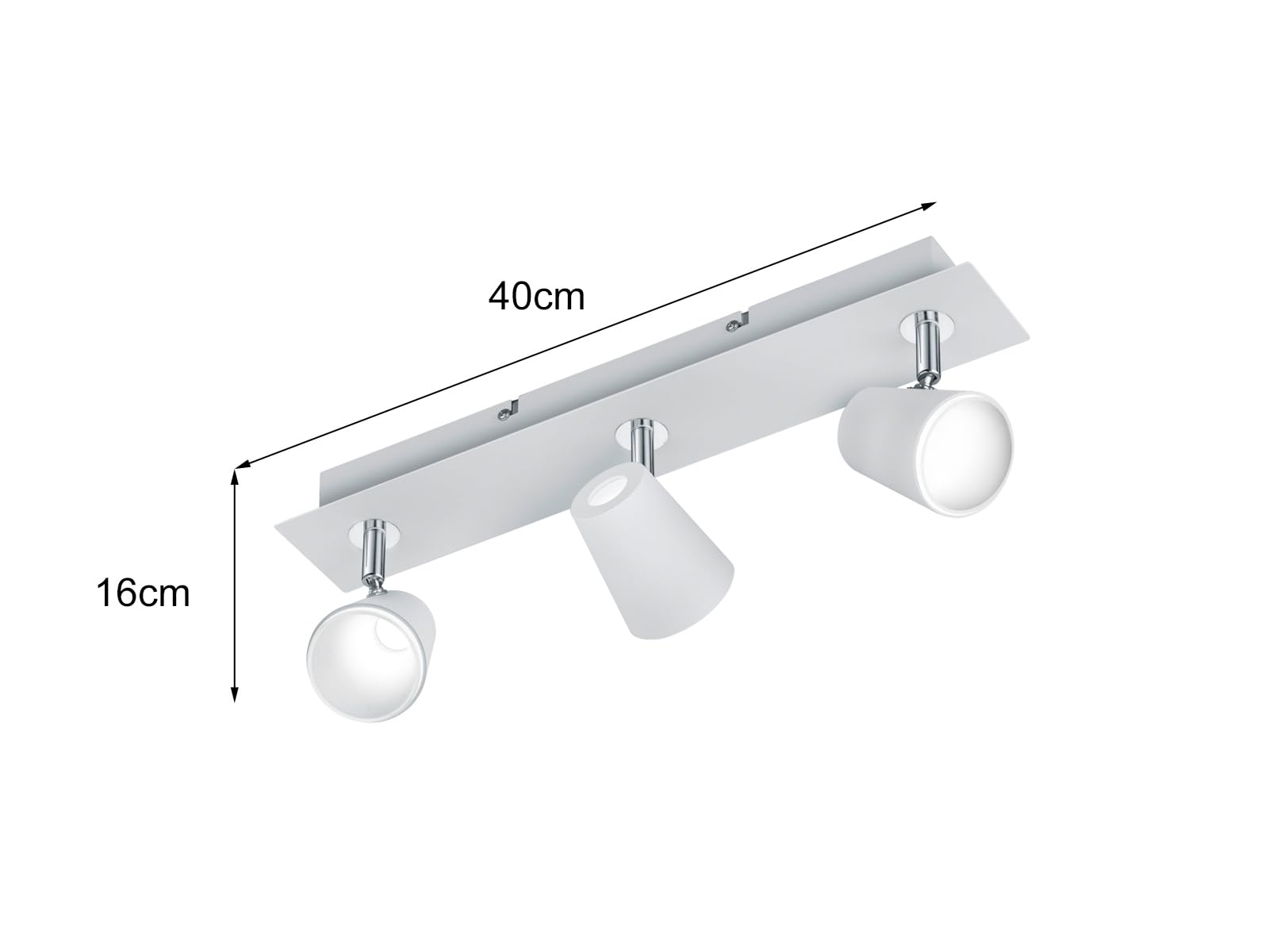 Trio 873110331 - Foco LED de 3 bombillas, 6 W, 550 lm, 3000K metal estera blanca IP20, color blanco