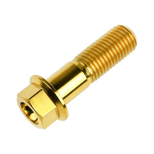 Image of Titanium Bolt M12 30 35 40 45 50 55 60 65 70 75 80 85 90mm Hex Small Flange Head for Motorcycle Car Modification Pack of 4 (M12x40mm Pitch 1.25, Gold)