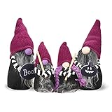 Halloween Family Gnomes Handmade Swedish Purple Plush Dolls for Home Party Decorations Ornaments Indoor Set of 4