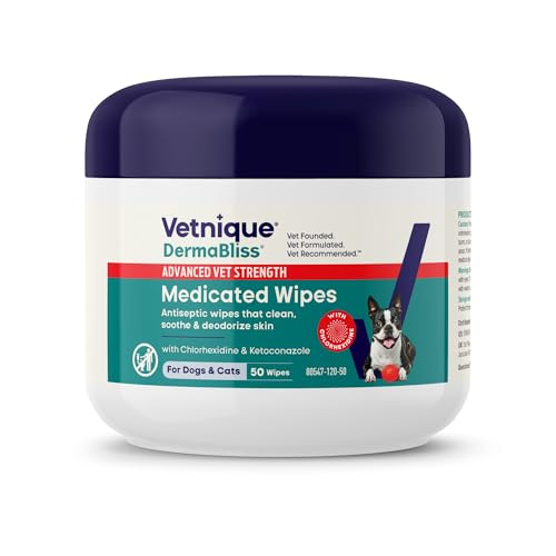 Vetnique Dermabliss Chlorhexidine & Ketoconazole Medicated Dog Wipes 50ct Small