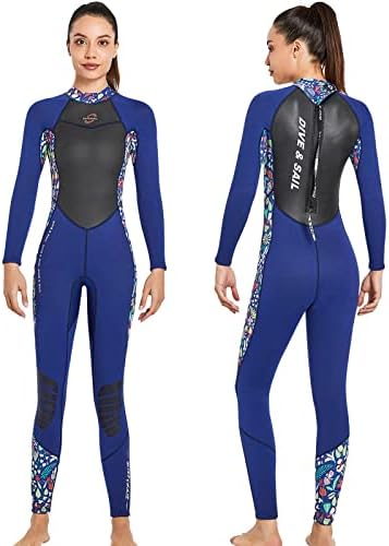 Wetsuit Women 3mm Full Body,Wet Suits for Womens in Cold Water Keep Warm,Thicker Neoprene Diving Suit Back Zip Wetsuits Long Sleeves Swimsuit UV Protection for Scuba/Surfing/Snorkeling/Swimming