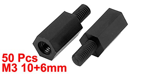 Miniatura 2 de uxcell A15060200ux0456 M3 10+0.236 in macho hembra rosca nylon hexagonal separador pilar (50 unidades)