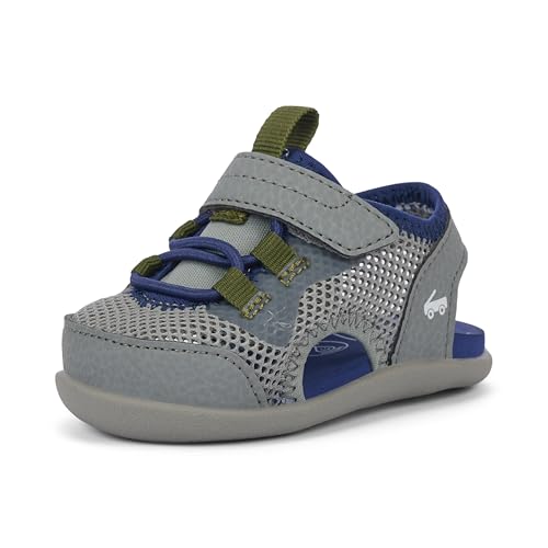 See Kai Run - Aven Mini First Walker Sandal for Infants, Gray, 4