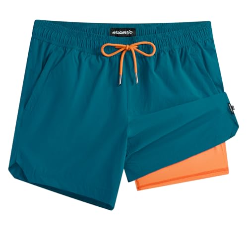 Image of maamgic Mens Swim Trunks 5 inch with Compression Liner Stretch Quick Dry Swim Shorts Swimming Trunks Bathing Suits