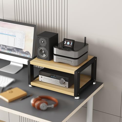 2/3/4-Tier AV Media Stand Floor-Standing or Desktop Wooden Shelves CD Player Stand Audio/Video Component Cabinet Stereo Rack Multifunctional Storage Shelf for Home/Office/Theater (Color : A, Size :