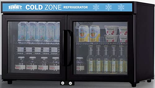Summit Appliance SCR3502DLL Countertop Shallow Depth Single-Zone Commercial Refrigerator for Freestanding Use with French Glass Doors, Black Cabinet, Front Locks, and LED Lighting on Fridge.com