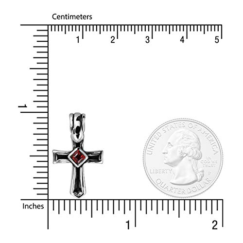 Withlovesilver 925 Sterling Silver Cross Natural Garnet Stone Stone Pendant #TOP2