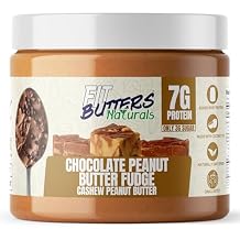 Fit Butters High Protein Naturally Sweetened Cashew Peanut Butter - Added Protein and Coconut Oil, Low Sugar, Complete Protein Dessert Flavored Natural Nut Butter Chocolate Peanut Butter Fudge