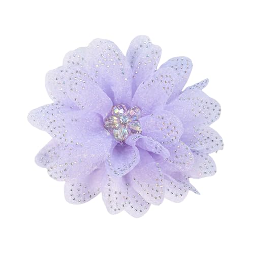 Image of Rhinestones Flower Fabric Big Brooches Lapel Pins for Women Elegant Organza Floral Brooch Pin for Dresses Suit Wedding Banquet Clothes Accessories Fashion Jewelry 130mm