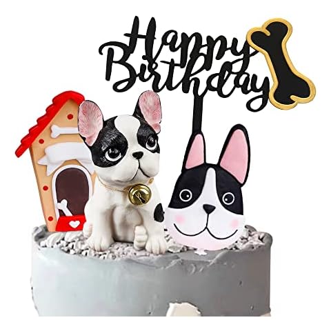 JeVenis French Bulldog Birthday Cake Topper Bulldog Cake Decoration Puppy Birthday Cake Decoration Puppy Birthday Party Supplies Lets Pawty Party Supplies Cover