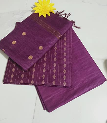 Image of STB-SILK TEXTILES BHAGALPUR Women's Bhagalpuri Cotton Silk Unstitched Salwar Suit Dress Material With Dupatta
