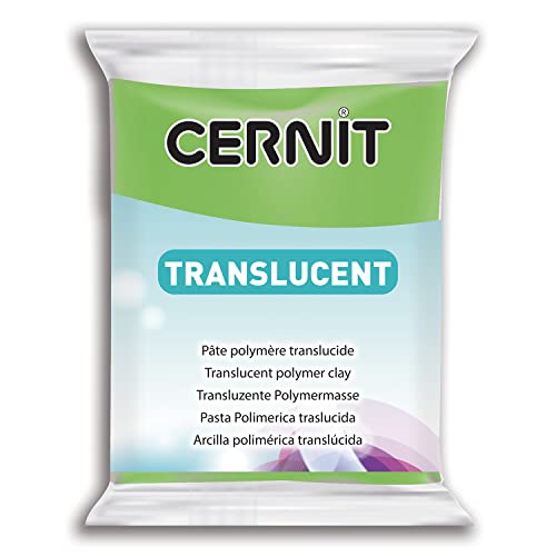 CERNIT CE0920056605C - Un Pain de Pâte Polymère Translucide - Pâte à Modeler à Cuire - Couleur vert citron - Bloc de 56 g