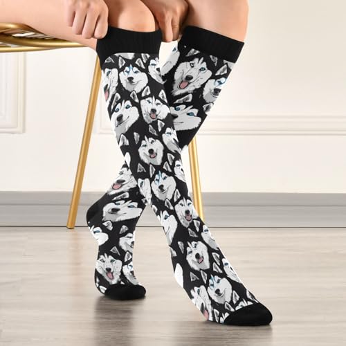 Image of Wusikd Heartbeat Symbol Compression Socks for Women and Men Circulation Black Long Socks for Athletic Running 1