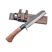 Amazon.co.jp: 晶之作 土佐渓流鉈148 両刃 ダマスカス15層青2鋼 木鞘