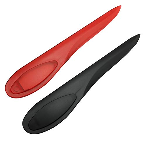 NX Garden 2pcs Point Tuner Seam Creaser Creases Sewing Tool Plastic Sewing Mark Turner Point Tuner Seam Presser Tool DIY Handmade Sewing Quilting Accessory (Black, Transparent Red)