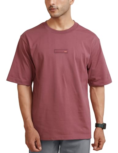 Image of DAMENSCH Statement Solid Oversized T Shirt for Men, Heavyweight, Anti-Pilling, Stylish, Relaxed Fit T Shirt for Men Cotton