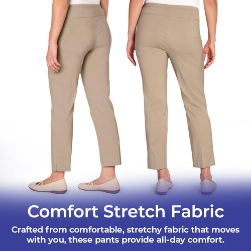 Slenderizing Ankle Pants for Women, Slimming Pull-On Slacks, Stretch Fit with Tummy Control, Work, Business, Office, Casual4
