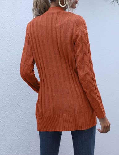 Merokeety MKCARDIGANS20-RUST-M-T01 Women'S 2024 Fall Long Sleeve Cable Knit Sweater Open Front Cardigan Button Loose Outerwear Rust thumb #3
