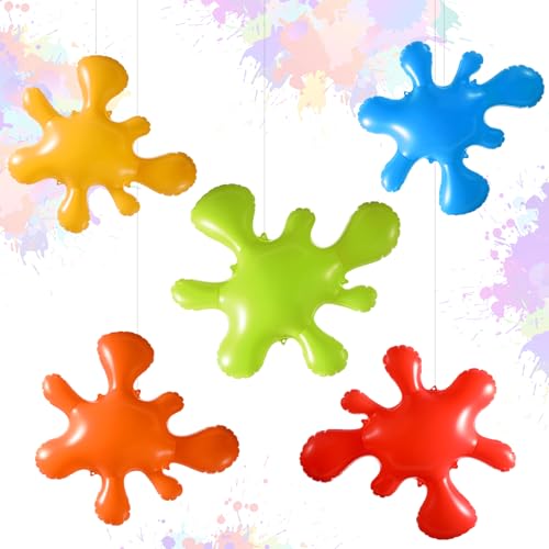 Leinuosen 5 Pcs Back to School Decorations Giant Inflatable Paint Splatter for Art Party Decorations Large Blow up Paint Splash Balloons Colorful Prop Kit for Birthday Party Favor (5 Colors)