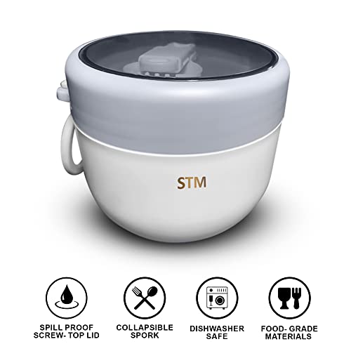 Stm Seal Tight Overnight Oats Container W/Lid | Clean White 21 Ounces | Leak & Spill Proof Oatmeal Container Food Storage, Meal Prep, Airtight Dishwasher Safe Bpa Free #TOP2