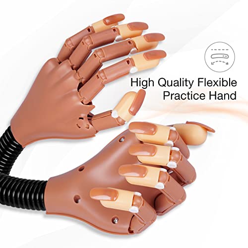 Nail Practice Hand For Acrylic Nails - Homove Flexible Movable Nail Training Mannequin Hand Fake Hands To Practice Nail - Best Diy Manicure Starter Kit With 300 Pcs False Nail Tips & File #TOP3