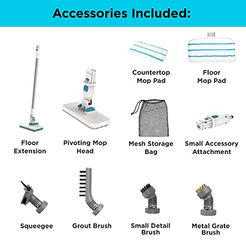 Image of BLACK+DECKER Steam Mop, Floor and Handheld Steamer, Multi-Purpose Steam Cleaner with 6 Attachments, Corded (BHSM15FX08)