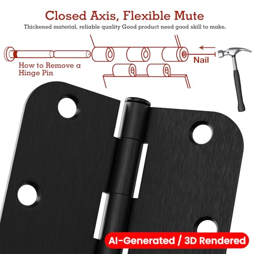 Image of 3 Pack 3 1 /2 Inch Door Hinges Oil Rubbed Bronze 3.5 Inch Black Interior Hinge for Doors 5 /8 Radius Corners 3 inch Hardware Controls Heavy Duty Iron Flat Home House Decor Accessories EssentialsKit