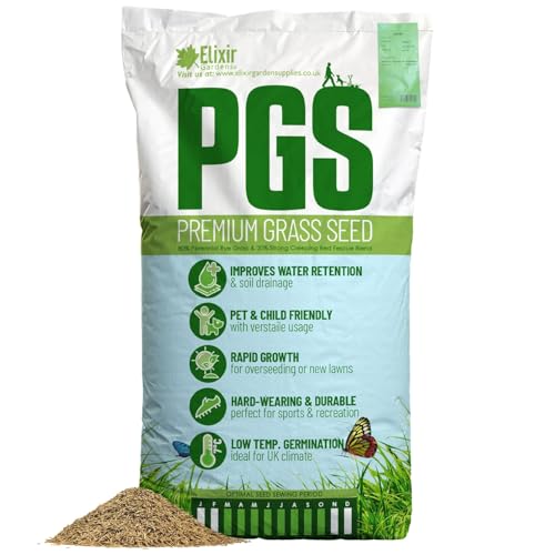 Elixir Gardens Premium Fast-Growing Hard-Wearing Grass Seed Various Sizes 100g-25kg | 20kg Covers Upto 570 sqm