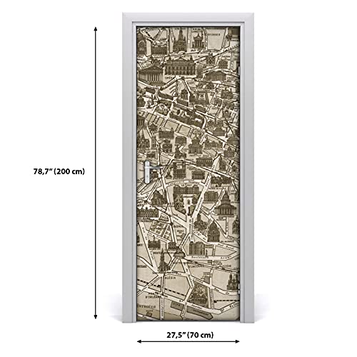 Mural autoadhesivo para puerta lavable Coloray mapa de Versalles 70x200 protector DIY 3