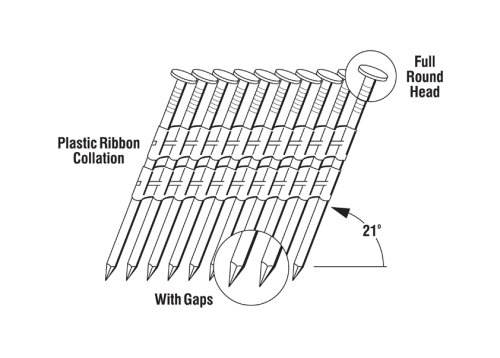 Grip-Rite GR408HG Round Head 3-Inch by .120-Inch by 21 Degree Plastic-Collated Hot-Dip-Galvanized Framing Nail (4,000 per Box) Grip-Rite GR408HG Round Head 3-Inch by .120-Inch by 21 Degree Plastic-Collated Hot-Dip-Galvanized Framing Nail (4,000 per Box)