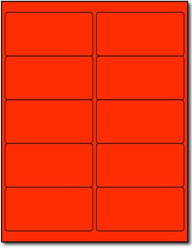 Étiquettes d'adresses fluorescentes pour impression laser planche rouge fluo de 1000