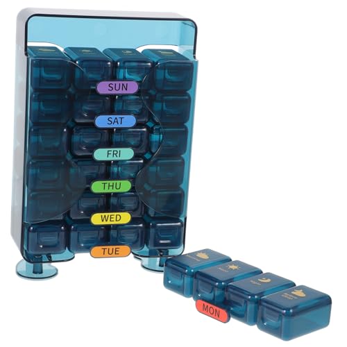 Pharmacie de voyage pratique et pilulier quotidien bleu à 28 cases