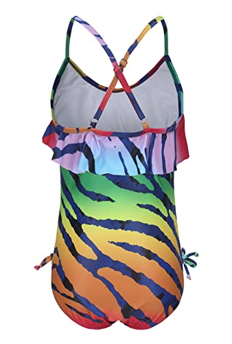 Image of Girls One Piece Swimsuits One Shoulder Ruffle Swimwear Floral Bathing Suit