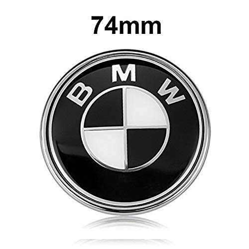 74mm BMW Trunk Emblem, 2 Pin Replacement Badge Hood or Trunk Logo Fit for BMW 2-Series, 3-Series, 4-Series, M-Series, E46 E90 E82 (74MM)
